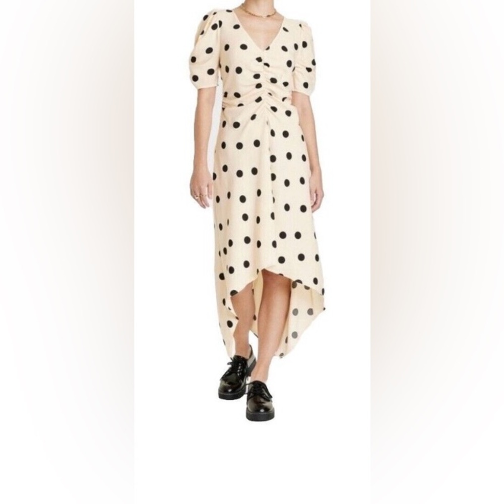 A New Day NWT
Women's Crepe Short Sleeve
Midi Color: Cream with Black Polka Dots - Picture 10 of 11